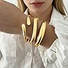 RchSLK 3Pcs Chunky Gold Bangles Bracelets for Women, Spring Hinged Stackable Bangles Trendy Cuff Set, Fashion Jewelry Gifts #4