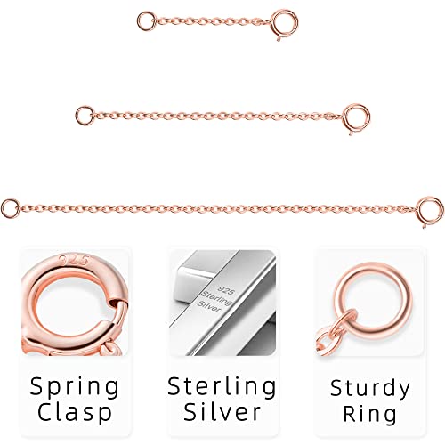 Rose Gold Necklace Extenders Rose Gold Extender Chain Necklace Extenders For Women Sterling Silver Extender For Necklace 1Inch 2Inch 3Inch (Rose Gold) #TOP3