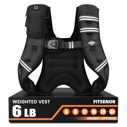 FITSENOR Weighted Vest Womens Weighted Vest for Walking 6lb Running Vests Durable Rucking Backpack with Reflective Stripe for Gym Equipment Weightlifting Strength Training Walking Dance Fitness