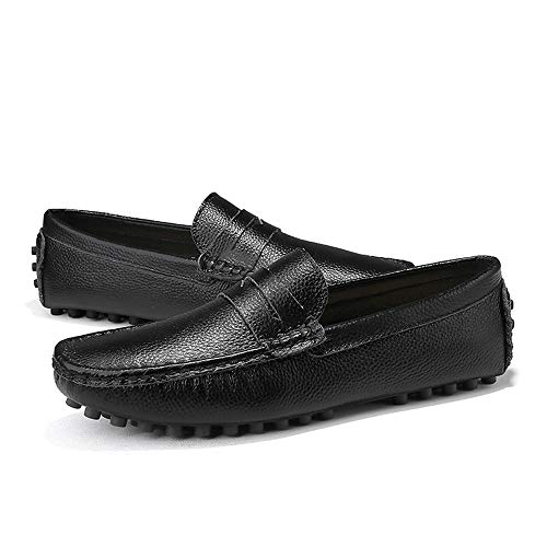 Driving Loafer for Men Boat Moccasins Slip On Style PU Leather Low Top Pure Colors Round Toe(Black,10 M US)4