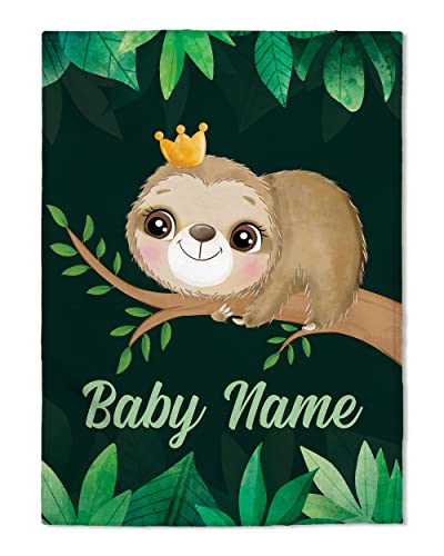 Flochil Personalized Baby Blankets, Custom Baby Blanket - Baby Blanket With Name For Boy, Best Gift For Baby, Newborn Sloth Plush Fleece (30X40) #TOP8