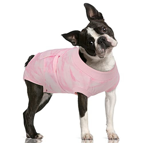 Image of FUAMEY Recovery Suit for Dogs After Surgery,Soft Breathable Dog Bodysuit E-Collar & Cone Alternative Surgical Suit,Male Female Dog Neuter Spay Suits Anti Licking Wounds Onesie Pink Tie Dye M