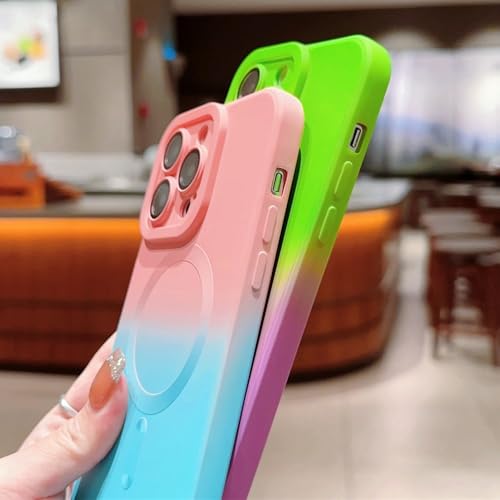 Coque silicone iPhone 13 dégradé vert violet pour recharge induction - 4