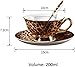 YBK Tech Euro-Stil Knochenporzellan Tasse & Untertasse Set, 200ml Kaffee Tasse für Home Küche Hochzeit (Leopardenmuster)