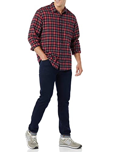 Image of Amazon Essentials Men's Regular Fit Long-Sleeve Flannel Shirt, Soft Brushed Cotton, Lightweight yet Warm