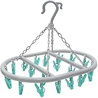 JVL Oval Sock Dryer Complete with 20-Piece Clothes Pegs, Aqua, Grey, White, One Size, 19-293