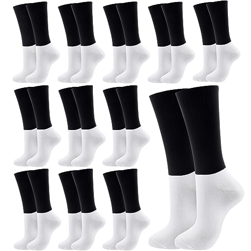 Ramede 12 Pairs Military Boot Socks Uniform Healthy Cotton Crew Boot Dress Socks for Men Women Office Army
