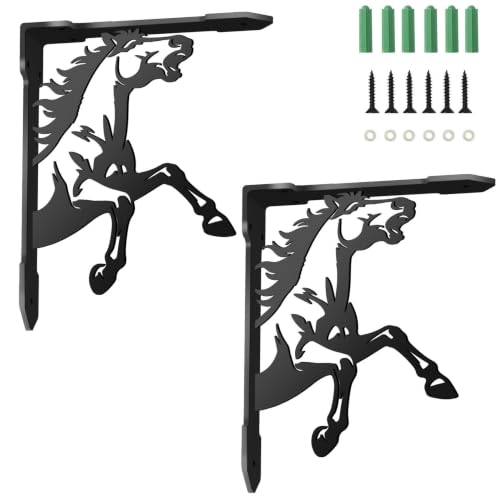 SUPERDANT 2-Pack Metal Shelf Brackets 8.3x6.8in Black