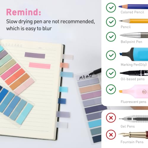 BOUMVID 600 Stück Haftstreifen Plastik, Haftnotizen Tabs, Haftmarker, Klebezettel Klein, Index Sticky Notes, Pagemarker Selbstklebend Pastell Beschreibbare, Page Marker Note Flags