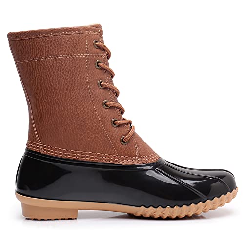 Women's Winter Duck Boots, GAWBAW Waterproof Lace Up Ankle Snow Rain Boots For Women4