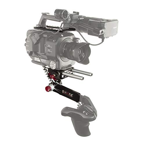 Image of SHAPE Lightweight Bundle Rig, Includes Top Plate, Bottom Plate for 15mm Rods, Remote Extension Handle, 15mm Aluminium Rods for Sony FS7