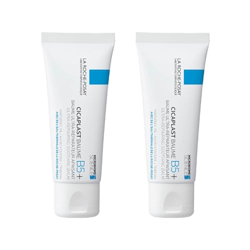 La Roche-Posay Cicaplast Baume B5+ reparierender Balsam für Gesicht und Körper, trockene und empfindliche Haut, mit Panthenol und Madecassoside, [2er-Pack] x 40 ml
