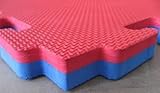 Suelo tatami puzzle grosor 4 cm. plancha de 1 m x 1 m. borde liso (desmontable) (rojo/azul)