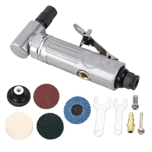 Aolidsive Amoladora Neumática de 90 Grados Amoladora de Aire 20000RPM 1/4 1/8 Portabrocas Velocidad Ajustable Regulador Incorporado Piezas Internas de Acero de Tungsteno para Metal Madera