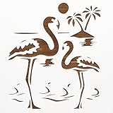 Flamingo Sunset Reusable Sturdy Stencil Clear Custom Cut Plastic Sheet Template Cutout Sign DIY Supplies for Airbrush Painting Drawing 1-5x6 inch