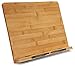 Large Bamboo Book Stand - Adjustable Foldable Book Holder Tray with Page Holder Clips - Holds Cookbooks, Receipe Books, Textbooks, Tablets, Laptops, Music Books, Documents - 15.2" x 11.2" Main Board