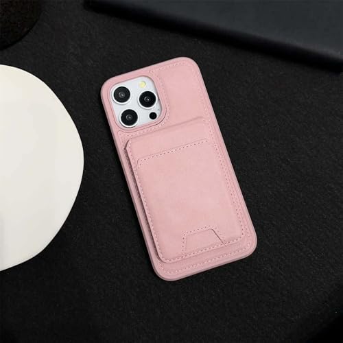 Étui portefeuille en cuir avec porte-cartes rose et support magnétique pour iPhone 13 14 15