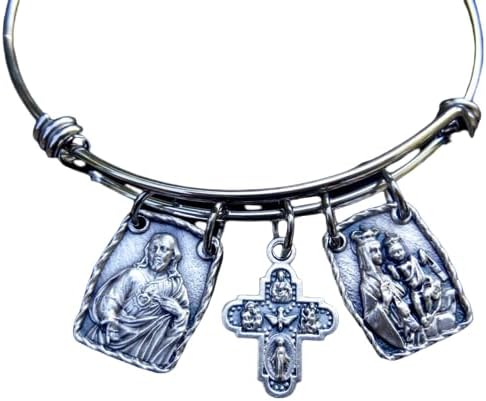 Scapular Bracelet, Stainless Steel Bangle, Our Lady of Mount Carmel, Sacred Heart of Jesus Medal, Catholic Bangle, Confirmation, Godmother - Image 5