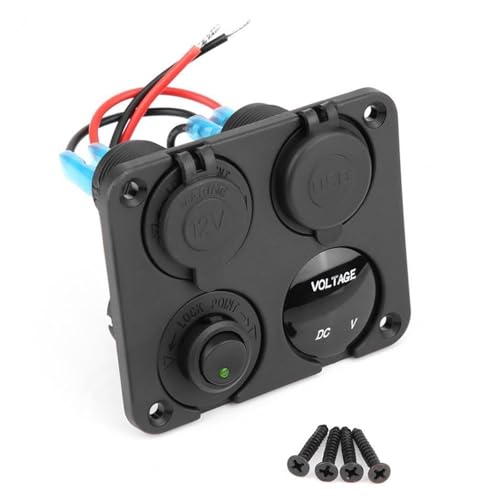 WQYRGWA ON/Off Toggle Switch Panel Dual USB Charger Socket Voltmeter for Car Boat Marine RV Truck Blue/Green Car Accessories(Blue)