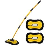 ACEPEED 隙間のない洗車ブラシ、伸縮式アルミロッド、ヘッド角度自動調整可能、シェニール素材 (AP10L(140cm) メインセット + 追加モップ 2 個)