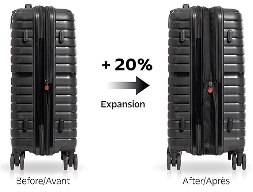 Air Canada Union Premium Collection 21-Inch Hardside Rolling Carry-On Luggage with Spinner Wheels, Travel Suitcase Set: Carry On Bag & 2 Packing Cubes (Black) image 4