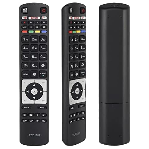 RC5118F Replaced Remote Control fit for Hitachi Smart TV 24HB11J65U 32HB16T61UB 32HB16J61U 32HB16J61UA 32HB16J61UB 32HB16T61U 40HE1511B 43HB16T72U 55HK15T74U 43HB16J72U with NETFLIX YouTube Keys Cover