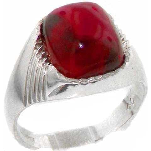 Men's 925 Sterling Silver Ruby Signet Ring Cover