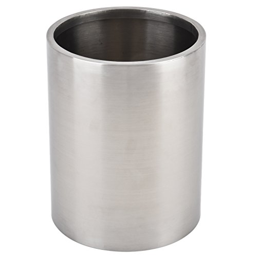 Macetero redondo de acero inoxidable cepillado plateado decoración de jardín con flores y plantas, acero inoxidable, plateado, 23x18x18cm Cover