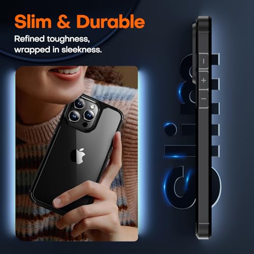 Image of TAURI for iPhone 15 Pro Max Case, with Screen Protector, Black | Anti-Yellowing Military-Grade Protection Shockproof Slim Phone Case for iPhone 15 Pro Max
