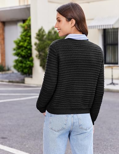 Cardigan Sweaters for Women Open Front Casual Long Sleeve Sweater Coat Trendy Button Down Cropped Jackets2