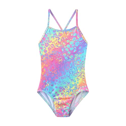 Image of iLover Girls Sparkle One Piece Swimsuits Crossback Swimwear Beach Bathing Suit with Adjustable Strap 4-10 Years