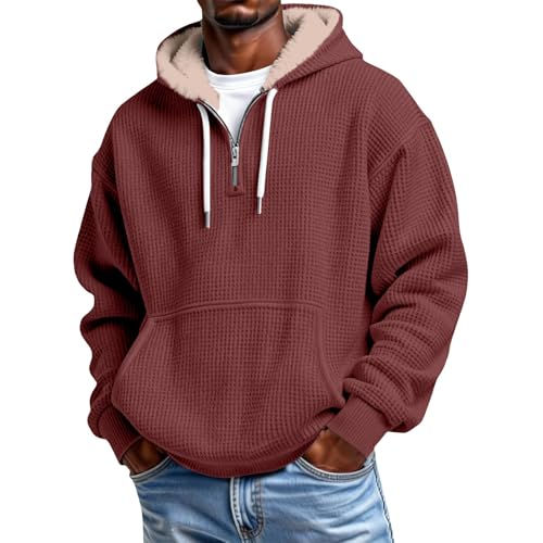 Sudadera con capucha hombre color vino y talla 2XL de forro polar cálido