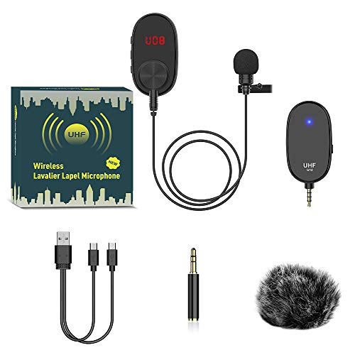 UHF Wireless Lavalier Lapel Microphone,Upgraded Digital Screen Adjustable Wireless Mic System,Compatible with iPhone,Phone,PC,Laptop,Camera,ipad,Use to Live,Video Recording,TikTok,YouTube,Teaching