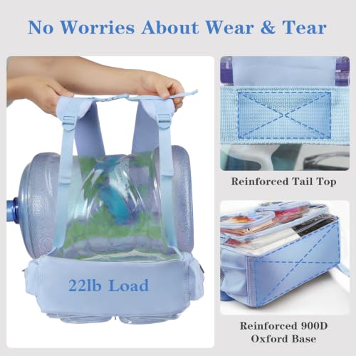 Image of Three-layer Clear Backpack, Heavy Duty Clear Bookbag for Kids, See Through Backpack Transparent Bag for Girls Boys (Light Blue)