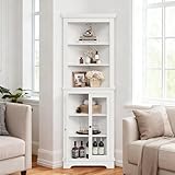 GAOMON Corner Cabinet,65' Tall Modern Corner Bathroom Storage Cabinet with Glass Doors & Adjustable Shelves,5-Tier Display Cabinet,Home Space Saver for Kitchen, Living Room, Study Room