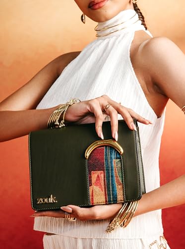 Image of ZOUK Women's Jharokha Vegan Leather Sling Bag | Dual Magnetic Flap | Crossbody Bag | Adjustable Strap