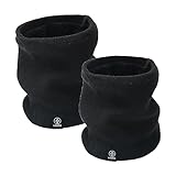 yoofun Snoods per gli uomini, scaldacollo in pile da uomo, spesso inverno freddo lavorato a maglia sciarpa circolare per ciclismo moto sport, 2 neri., 24x22cm
