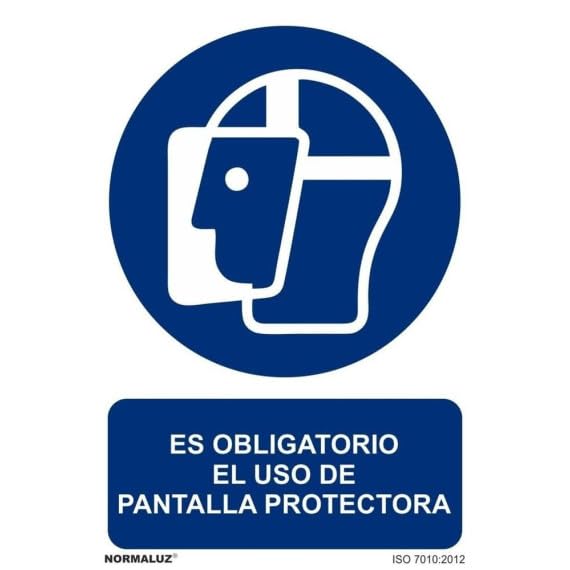 Señal de obligación Es Obligatorio El Uso de Pantalla Protectora, con tintas UV SEKURECO