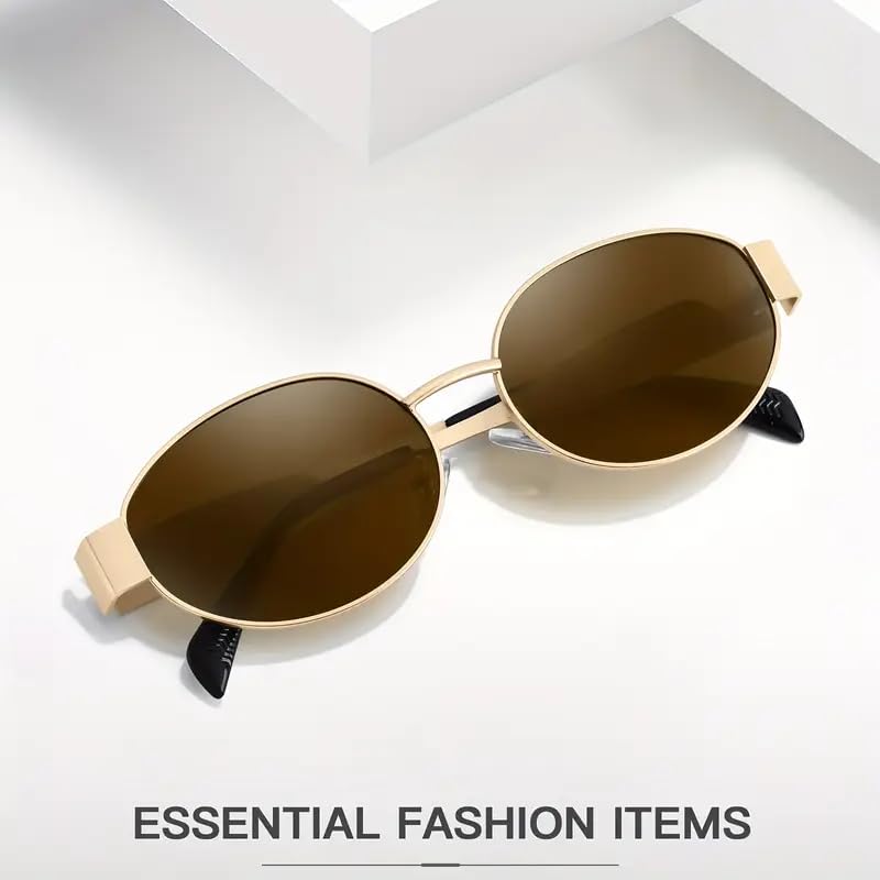 Vintage-Inspired Oval Metal Sunglasses for Women, Fashion Look Sunglasses4