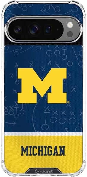Skinit Clear Phone Case Compatible with Google Pixel 10 Pro XL - Officially Licensed University of Michigan Jersey Split Design