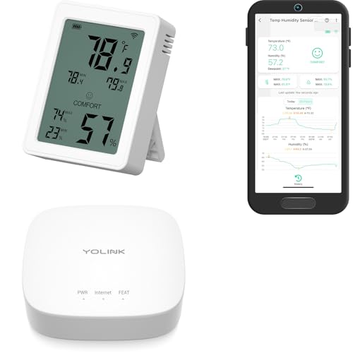 YoLink Indoor Thermometer Hygrometer LCD Kit: 1-Pack + Hub