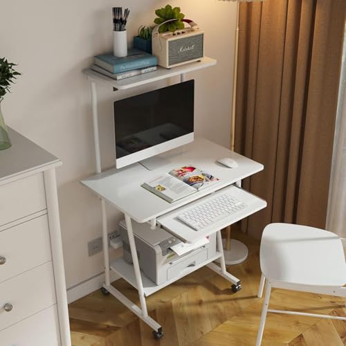 Bureau informatique mobile avec rangement et plateau clavier pour petit espace - 7