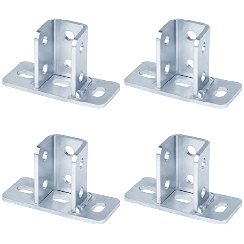 Strut Channel 9 Mounting Holes for 1-5/8” Strut, Heavy Duty Rectangle Fence Post Base Channel, Carbon Steel Electro-Galvanized Coating, 4 mm (0.16 in) Thick, 2.5 x 6 in Base, 1.3 lb/Unit (4 Pack)