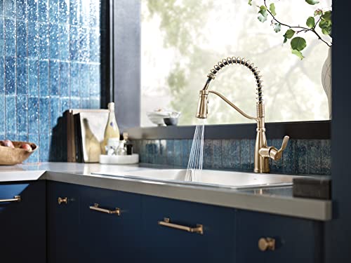 Moen Nolia Bronzed Gold One-Handle Pre-Rinse Spring Kitchen Faucet With Pull Down Sprayer, Single Hole Kitchen Sink Faucet With Soap Dispenser, 87886Bzg #TOP5