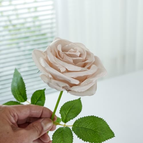 LATRORA 100 Pcs Nude Roses Artificial Flowers in Bulk, Long Stem Artificial Flower Bouquet, Silk Fake Rose for Wedding Party Table Centerpieces Decor Valentines Gifts by LATRORA - Used condition - Image 7