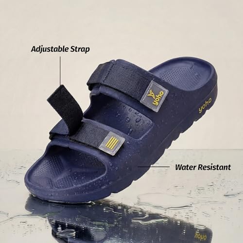 Image of YOHO Wilo Double Strap Sliders for Men | Cushioned & Lightweight | Adjustable Strap | Comfortable Monsoon Footwear & Rainy Sandals
