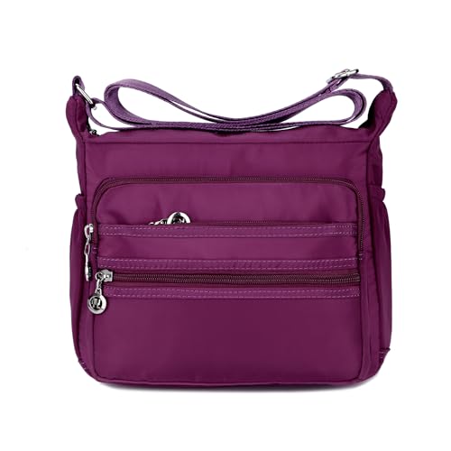 Casuale Borsa A Tracolla Donna Moda Borse A Nylon Leggero Impermeabile Messenger Viaggio Lavoro Festa Shopping Semplice Crossbody Multiple Tasche Viola