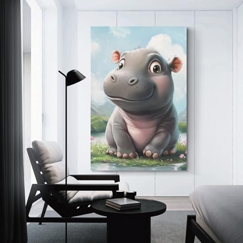 Toile hippopotame déco murale salon moderne et chaleureux - 3