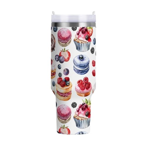 ARGTILDN Cupcakes Donuts Blueberry Strawberry 30 oz Tumbler Insulated Travel