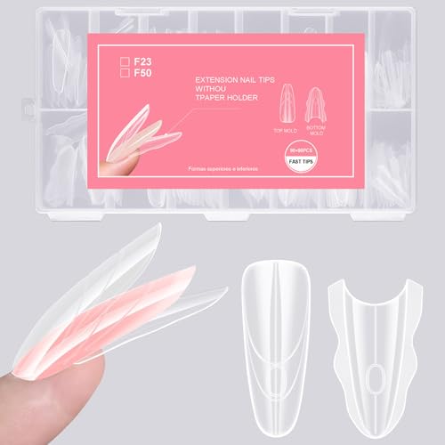 Zvarikto Sandwich Nails Dual Forms 180Pcs Oval Shape Dual Nail Extension Forms with 15 Sizes Reusable Plastic Nail Mold for Builder Gel & Poly Gel No Paper Forms Needed Salon & Home DIY Nail Art